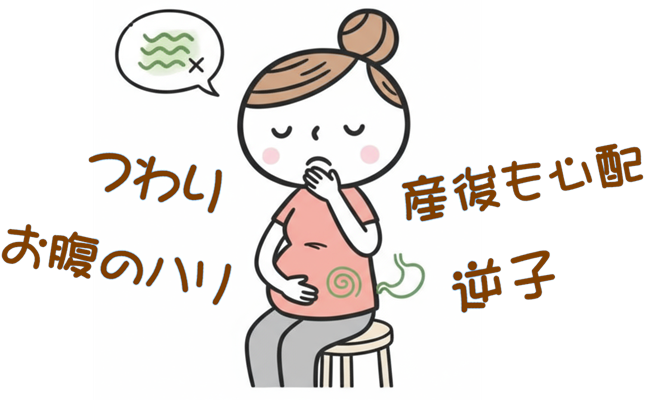 妊娠中 つわり お腹のハリ 逆子 切迫流産 産後も心配